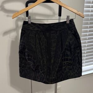 GAP Black Subtle Leopard-Print Mini Skirt